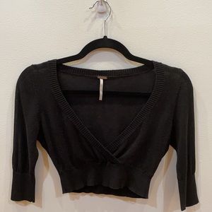 Free People Cropped V-Neck Wrap Sweater